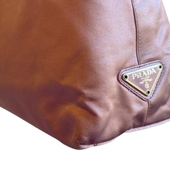 AUTH PRADA SILK LUCITE CLEAR PLASTIC HANDLE HOBO BAG 90s Y2K 💜 LAVENDER PURPLE - Picture 7 of 16